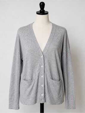 Gap Made With Silk Cardigan Women’s Small Gray Cotton Silk Blend Button Front